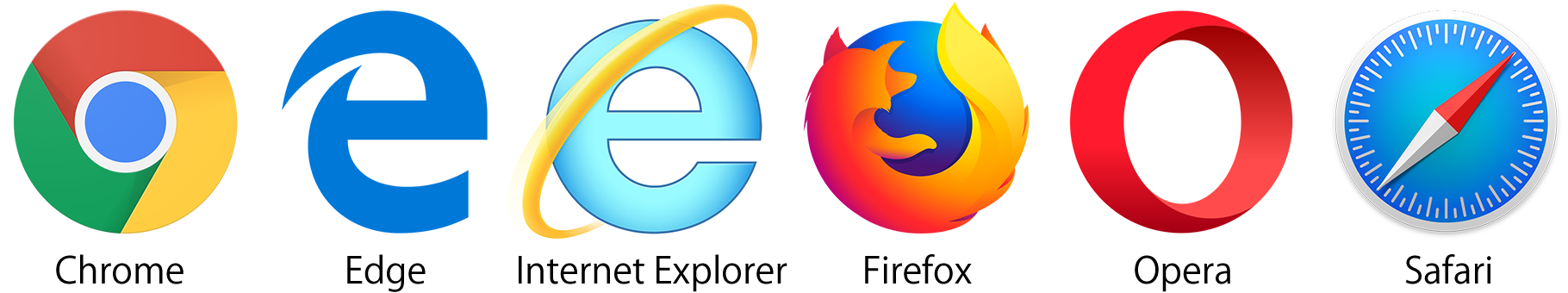 Chrome・Edge・Internet Explorer・Firefox・Opera・Safari
